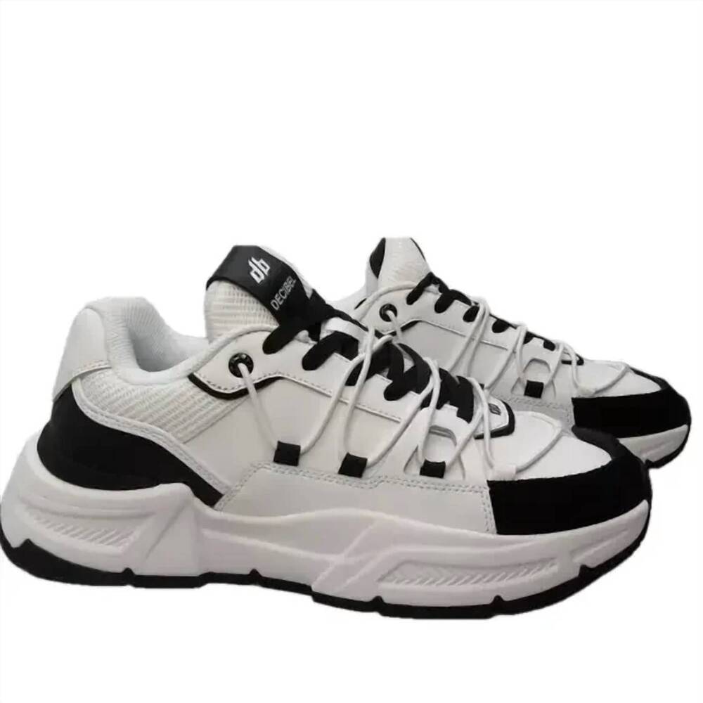 NEW DECIBEL men's casual comfort lace up sneakers in white, black